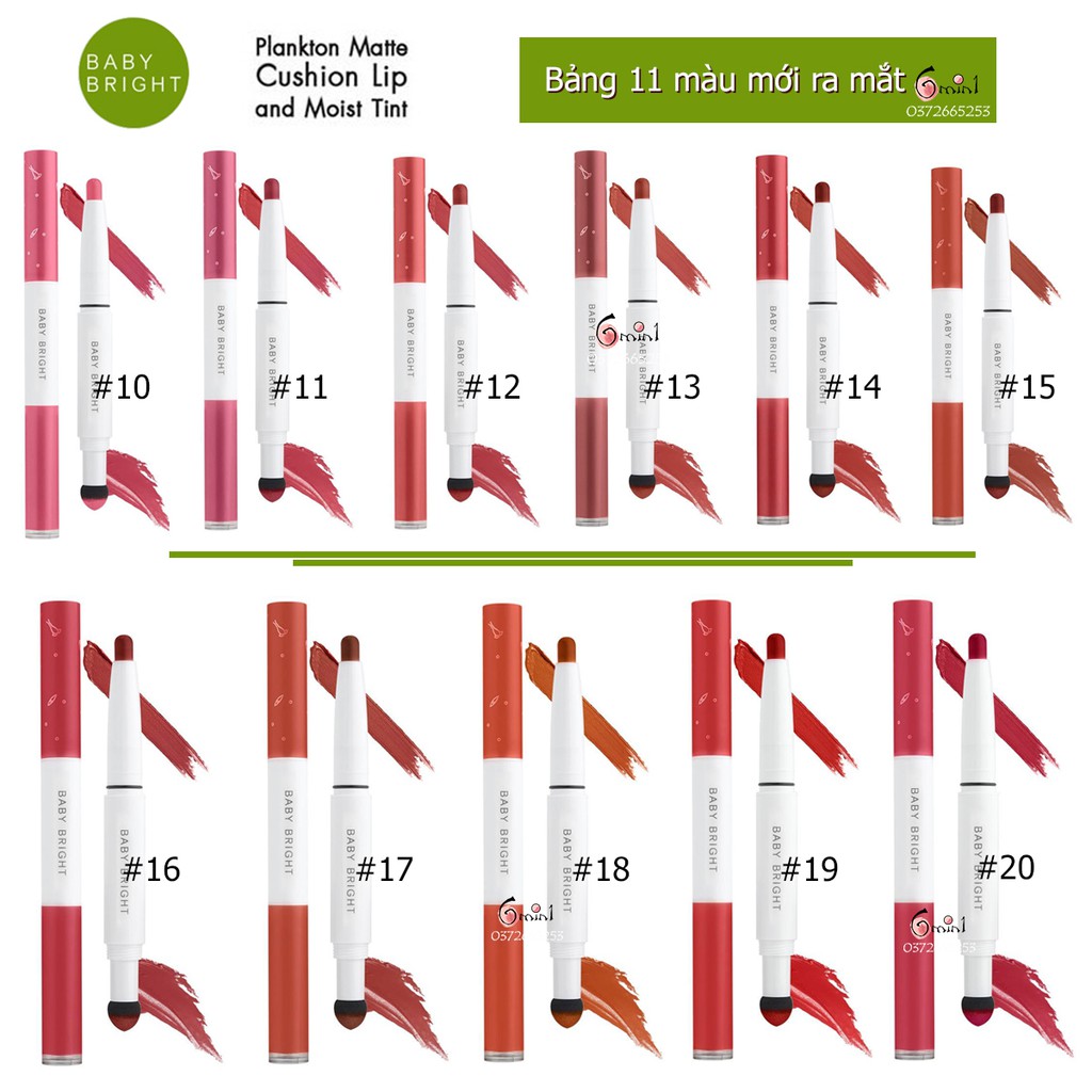 Son Baby Bright Plankton Hai Đầu Matte Cushion Lip and Moist Tint