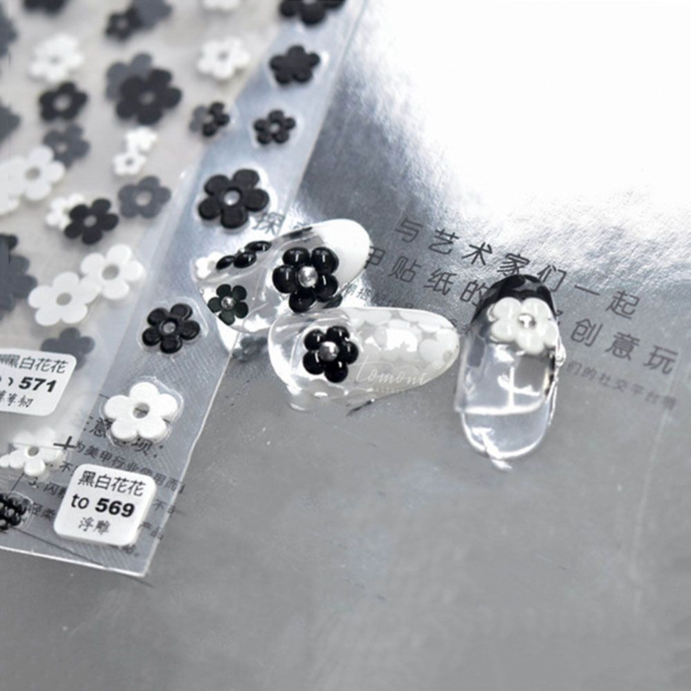 [Hàng mới về] Miếng Dán Trang Trí Móng Nghệ Thuật Họa Tiết Hoa 5d Màu Cầu Vồng Dễ Thương Diy