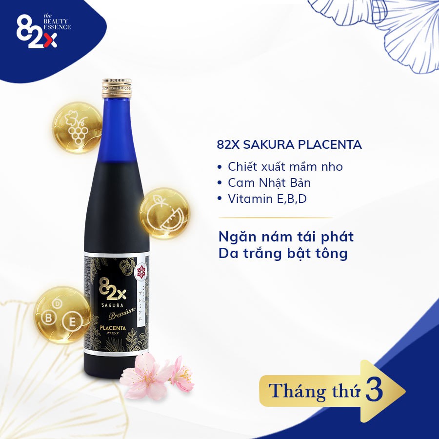 Bộ 3 "BẢO BỐI" Của Mẹ Sau Sinh, Combo 3 Chai 82X: Sakura Placenta + Placenta + Sakura Placenta (500ml/Chai) Nhật Bản