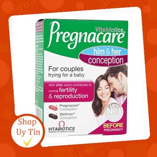 Viên uống tăng khả năng thụ thai cho nam nữ Pregnacare Him and Her Conception hộp 60 viên, Hàng Chuẩn UK