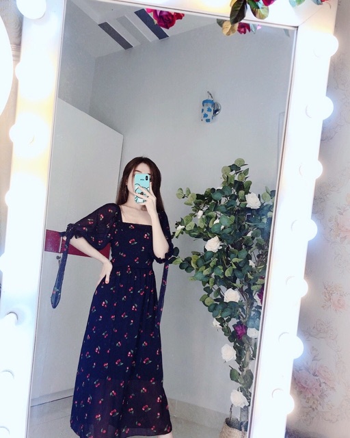 Đầm hoa cổ vuông tay phồng [Ảnh thật | BigBuy360 - bigbuy360.vn