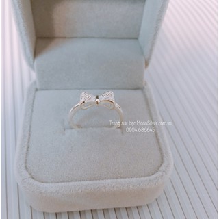 Nhẫn bạc nữ moonsilver hình chiếc nơ đính đá