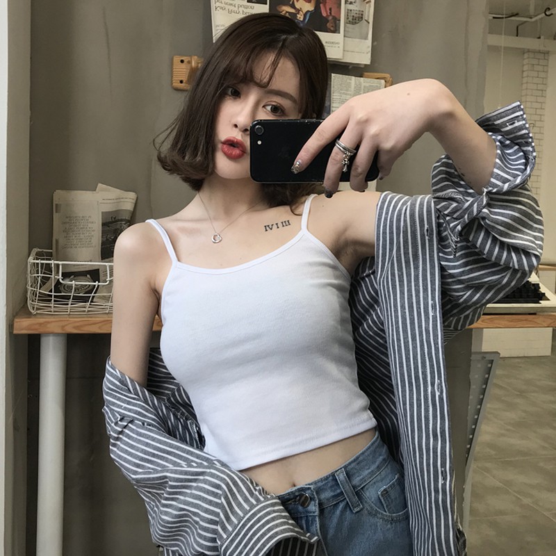 Áo Hai Dây Màu Trơn Form Ôm Tôn Dáng Cho Nữ