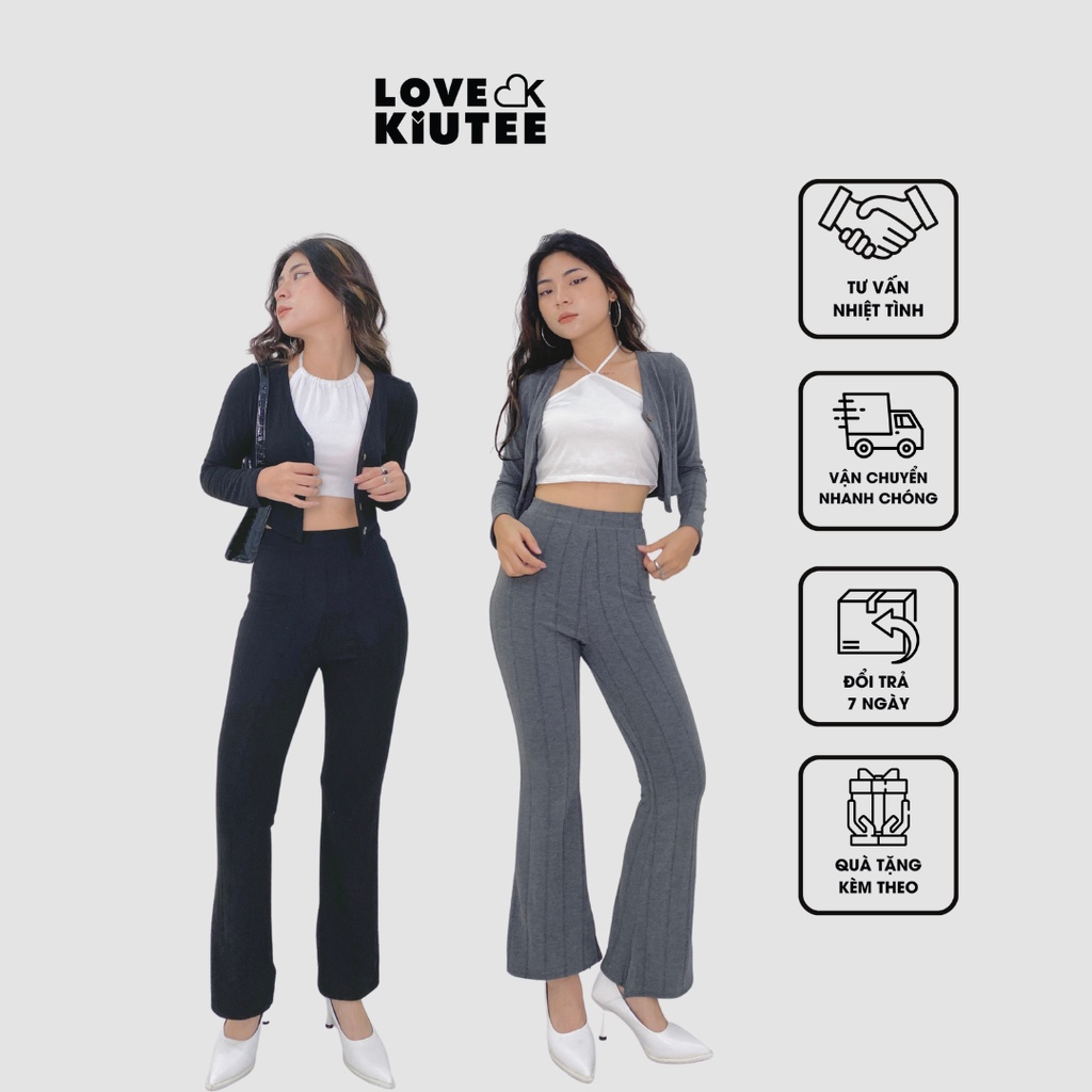 Quần dài ống loe Adriana Flare Pant vải thun gân co dãn có size dành cho nữ LOVEKIUTEE