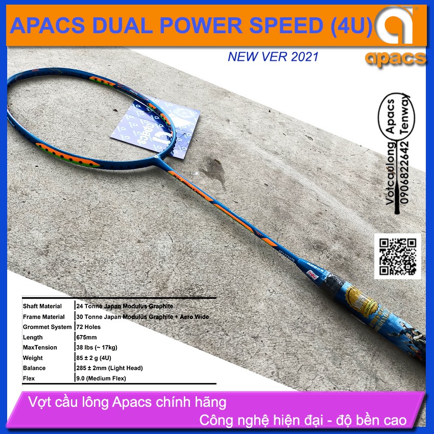 [Vợt cầu lông Apacs Dual Power Speed – 4U] New Version 2021 - Vợt cân bằng công thủ, sơn nhám tuyệt đẹp