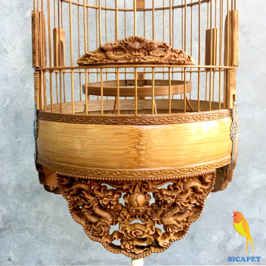 Lồng chim Khuyên đục rồng ,chim Sâu, chim hút mật  Lồng khuyên đục đẹp, Lồng nuôi chim khuyên trạm khắc rồng đẹp SICAPET