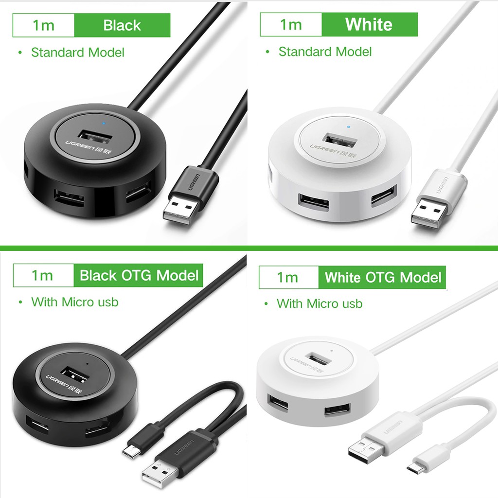 Hub Chia 4 Cổng USB 2.0 Cao Cấp UGREEN 20277 Chính Hãng