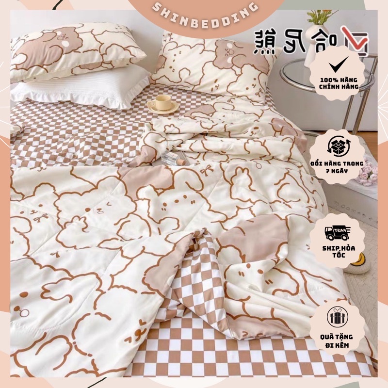 Set Bộ Chăn Ga Cotton Poly Chăn Chần Hè - Nhiều Hoạ Tiết (Shinbedding)