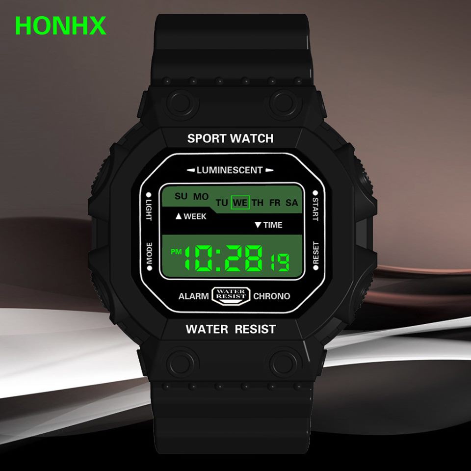 Đồng hồ unisex Honhx HONHX02 mặt vuông hiện số dễ sử dụng,dây cao su cực bền | BigBuy360 - bigbuy360.vn