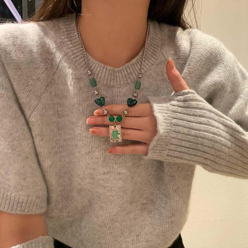 Vòng cổ Mặt Vuông / Trái Tim Phong Cách Trung Hoa Độc Đáo Thời Trang Cho Nữ