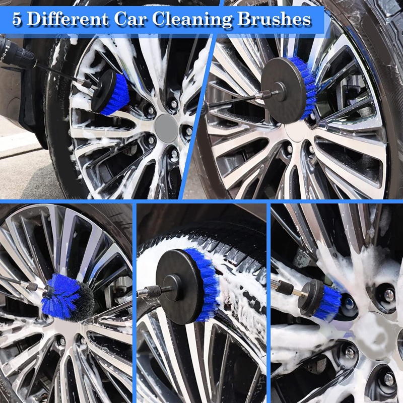 Set 24 Cọ Vệ Sinh Bánh Xe Hơi Có Chi Tiết Gắn Máy Khoan