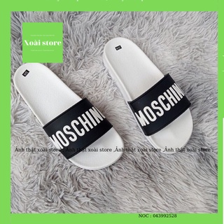 Dép nam quai ngang unisex , dép lê moschino màu trắng bản cao cấp đế cao