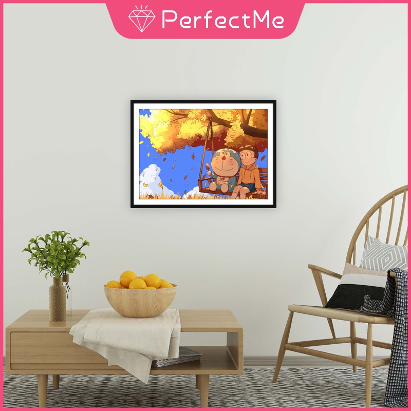 (Hàng Có Sẵn) Bộ 1 Tranh Đính Đá Tự Làm Hình Doraemon 5D Trang Trí Nhà Cửa Kích Thước 30 x 40 cm