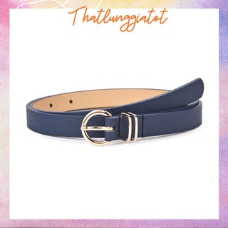 Thắt lưng nữ mặt tròn vàng dây caro 1.8cm (Hỗ trợ bấm, cắt dây nịt) TL080 - Thắt Lưng Giá Tốt