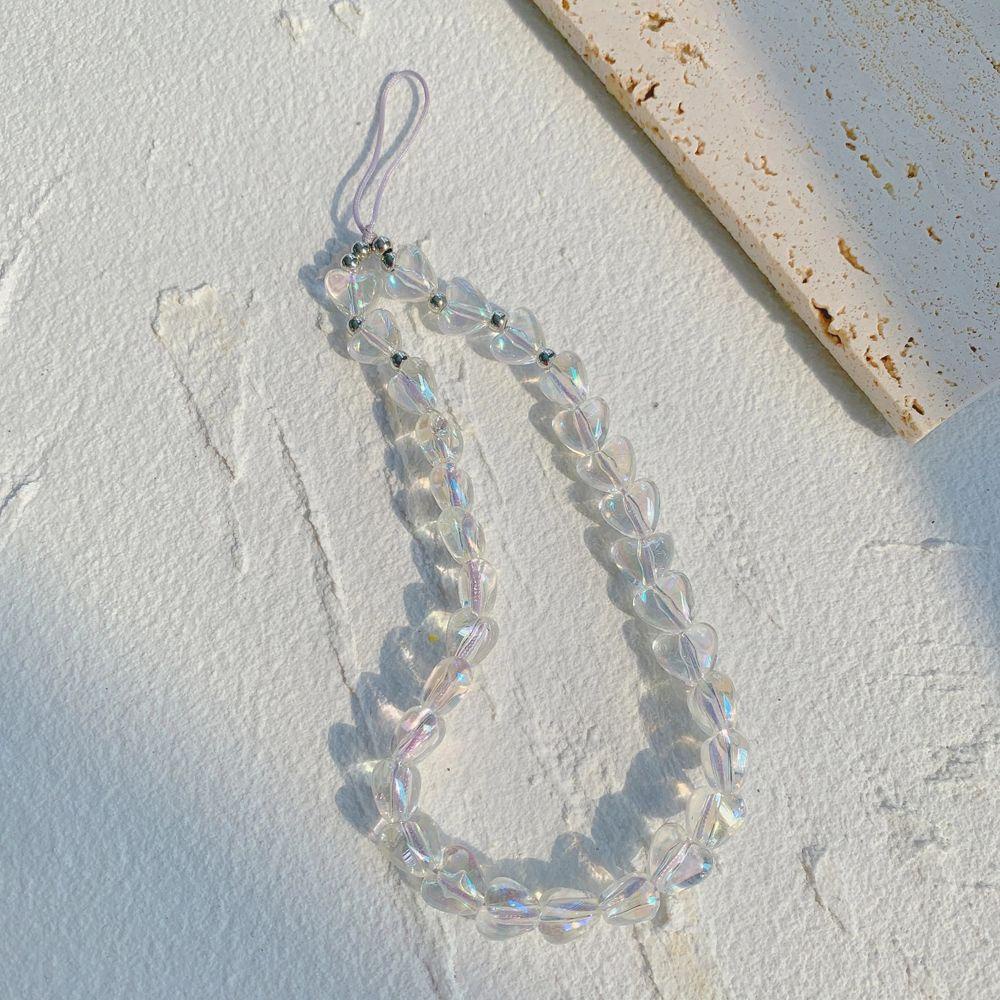 Dây Đeo Điện Thoại Bằng Acrylic Hình Trái Tim Màu Đỏ Handmade Thời Trang Cho Nữ