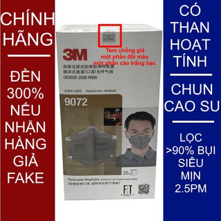 1 CÁI Khẩu trang 3M 9072 KN90 N90 P1 FFP1 than hoạt tính lọc 90% khí độc bụi siêu mịn PM2.5 đeo đầu chính hãng