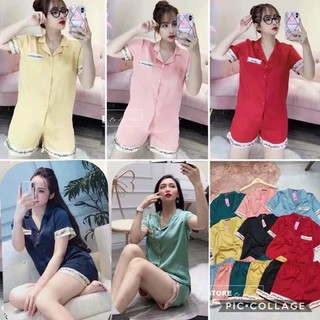 Pyjama Lụa Đùi Chữ Kí , Bộ Ngủ Mặc Nhà