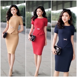 Bán Sỉ Set chân váy áo peplum cá vai Nk(NKBD1812009)