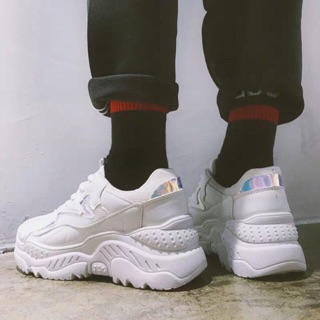 [FREE SHIP toàn quốc] Giày thể thao nữ trắng trơn đế răng cưa cao 4 phân