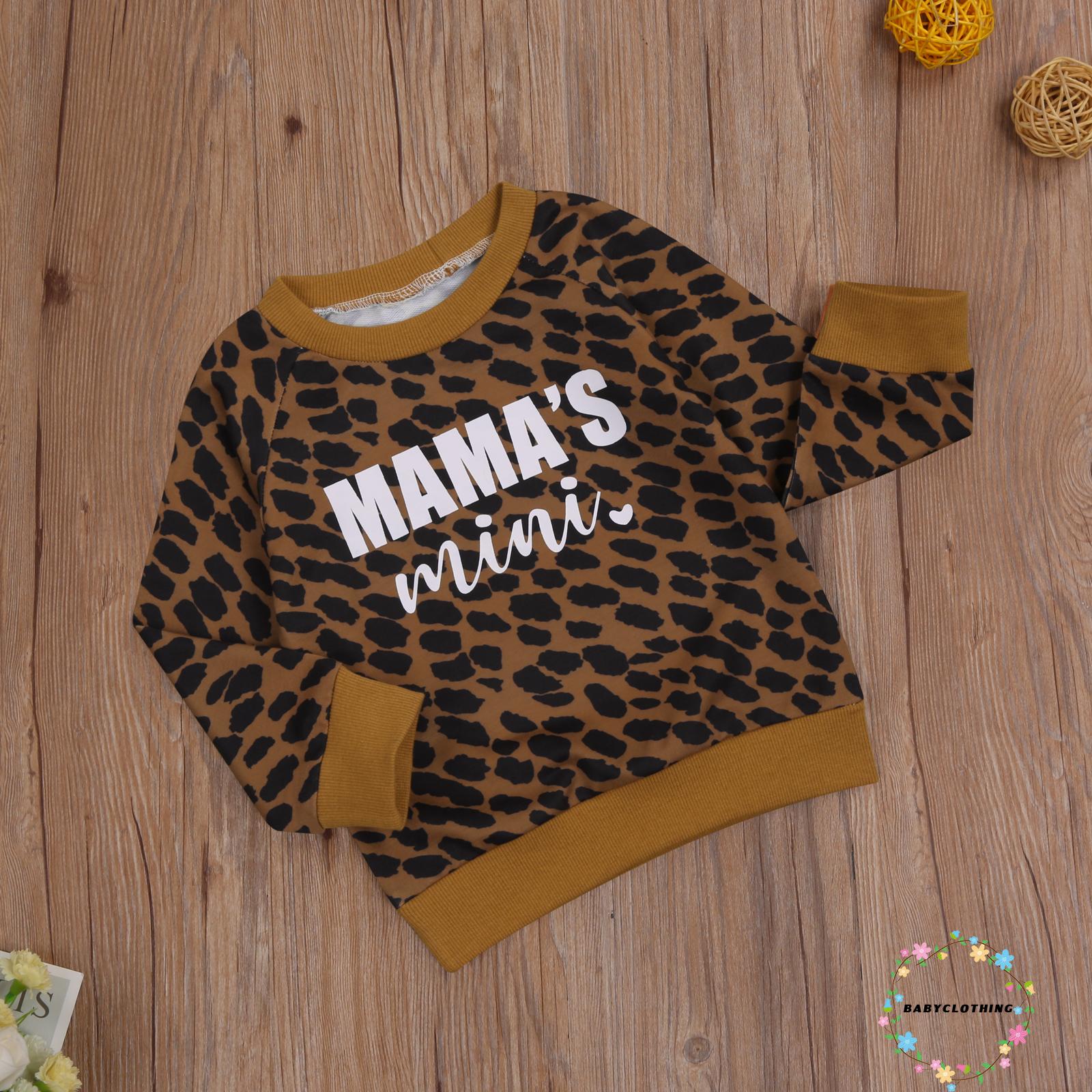 BBCQ-Children´s Leopard Printed Pullover Sweater, Long Sleeve Round Neck Casual Top for Spring, Autumn and Winter