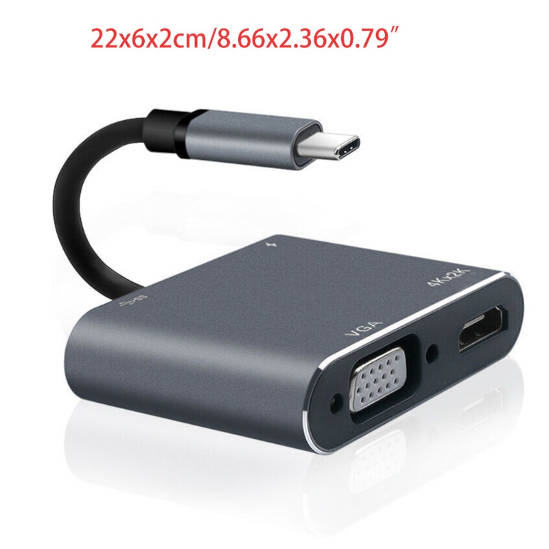 [3C] Hub Chuyển Đổi Type-C Sang 4K VGA USB C 3.0 Cho Mac Book