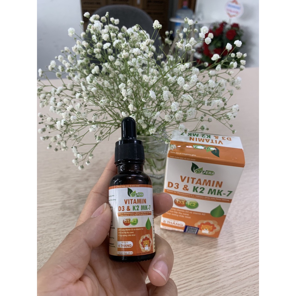 Vitamin D3 & K2 MK-7 VITERA 20ml hỗ trợ hấp thu canxi tối đa cho bé từ 6 tháng