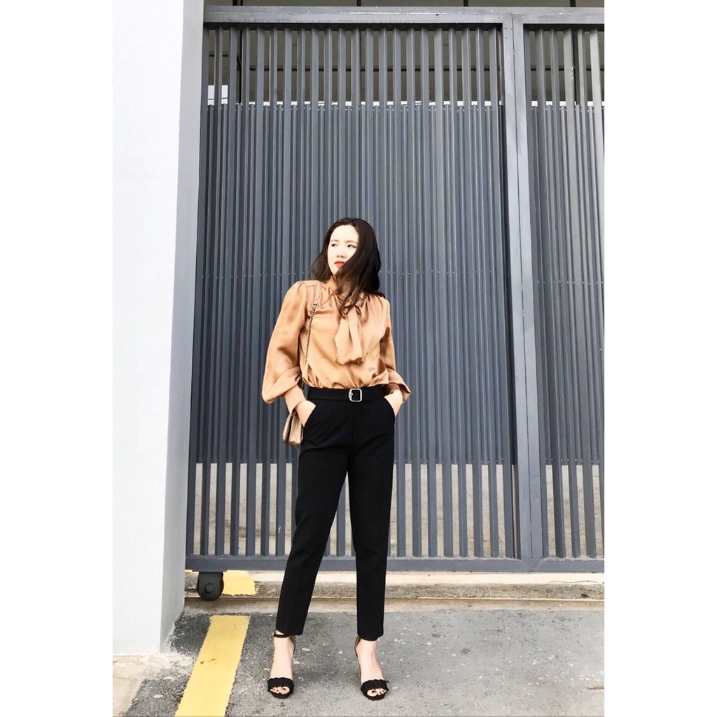 Quần Baggy Nữ Đai Ô Vuông Cạp Cao, Chất Vải Cao Cấp, Quần Vải Công Sở, Form Dáng Đẹp