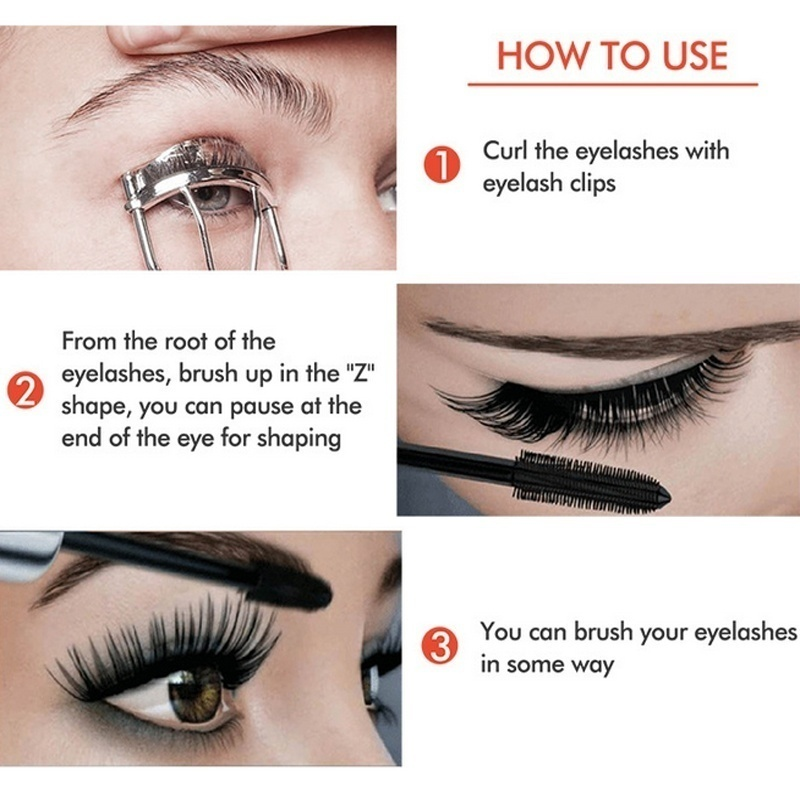 [Hàng mới về] Mascara chải cong dày và dài lông mi sợi tơ 4D nhanh khô chống thấm nước