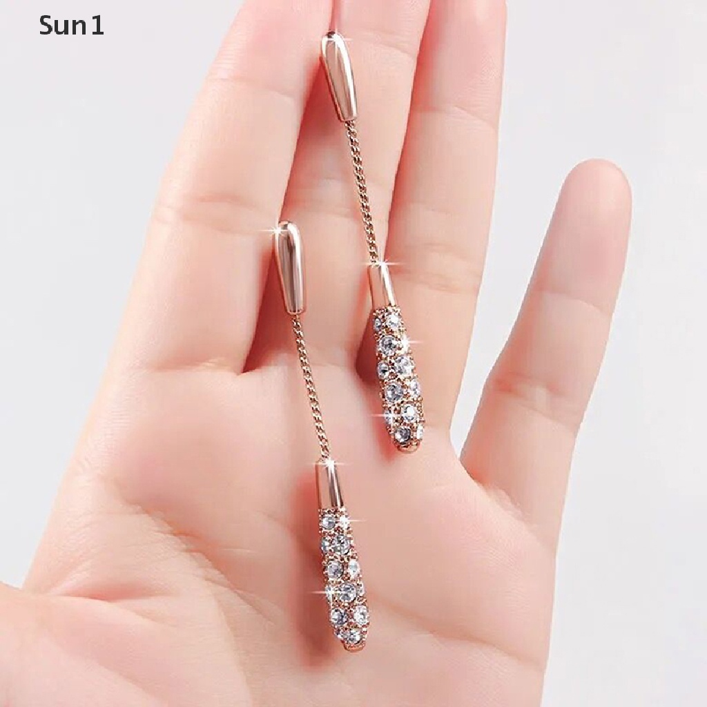 Sun1 &gt; Khuyên Tai Tua Rua Hình Giọt Nước Dát Kim Cương Thời Trang Đẹp Quyến Rũ Cho Nữ well