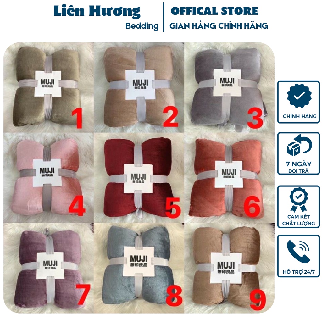 Chăn Tuyết Muji Siêu Mềm Mịn, Mềm nặng 1kg8 Chuẩn cân nặng, kích thước 2mx2m3