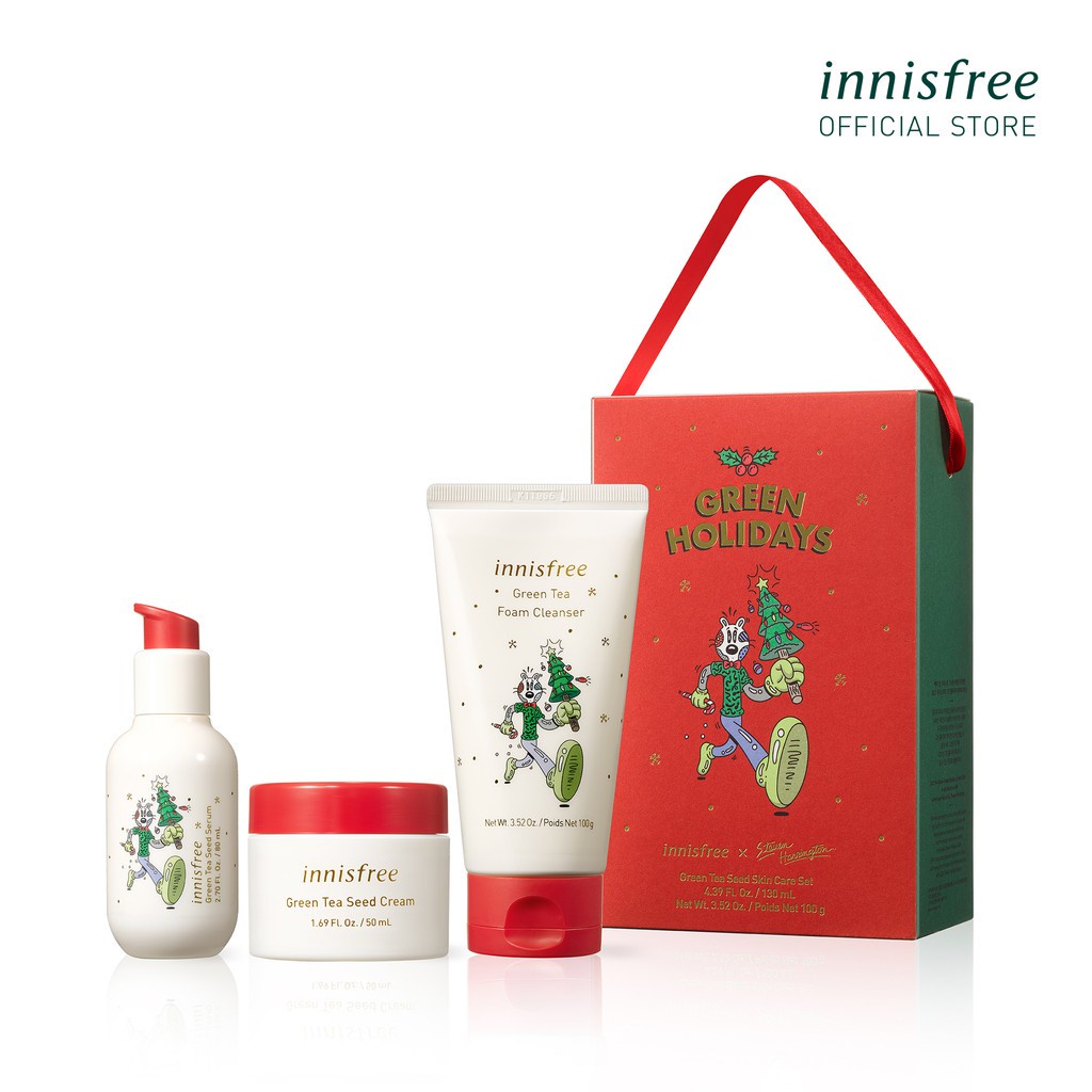 [Phiên bản Green Holidays] Bộ sản phẩm chăm da ẩm mượt trà xanh innisfree Green Tea Seed Skin Care Set