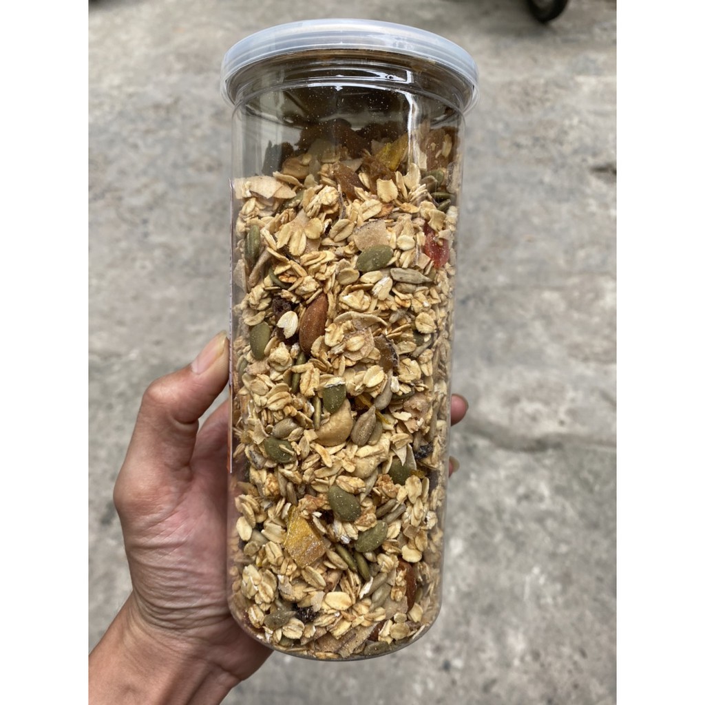 Ngũ cốc Granola cao cấp siêu hạt giảm cân thêm Macca, óc chó đỏ hũ 500g