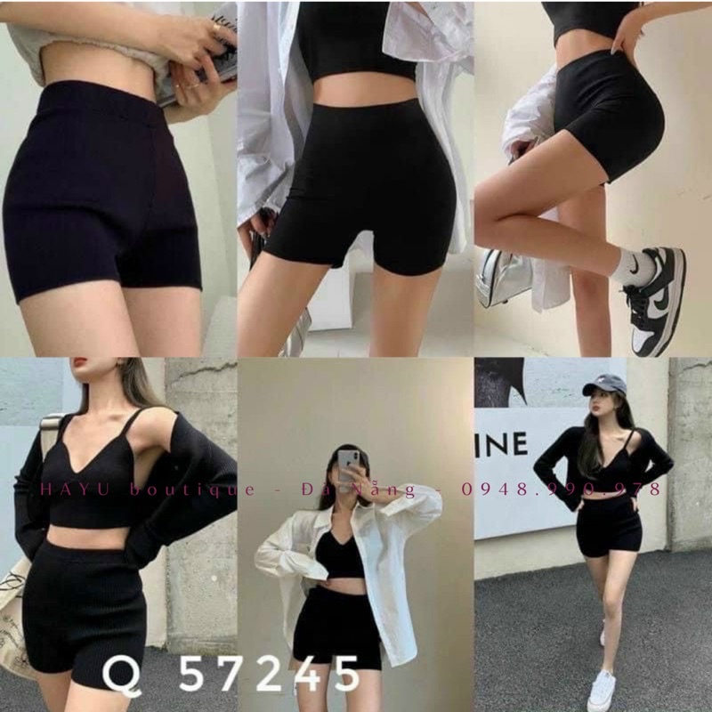 Quần short nữ cạp cao nâng mông siêu hack dáng, quần ôm legging đùi nữ có khóa sau