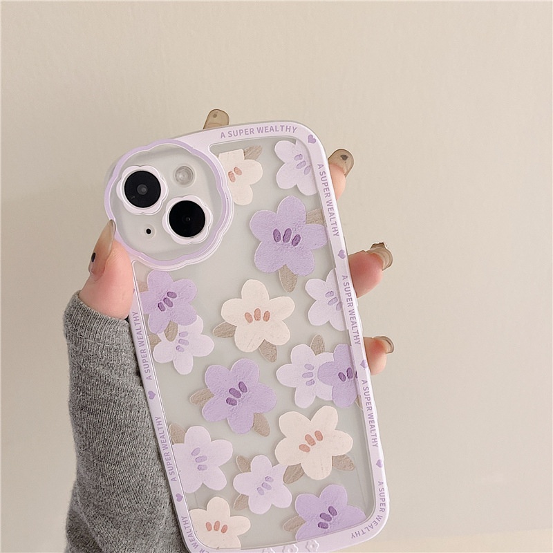 Ốp Điện Thoại Silicon In Họa Tiết Hoa Kèm Dây Đeo Cho Iphone 13 12Promax 11 / 7 / 8PLUS