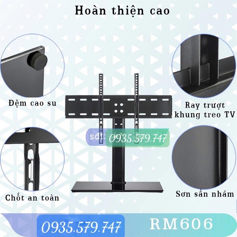 RM606 - Chân Đế TIVI Đa Năng - Mặt kính Cường Lực  - Chân đế tivi để bàn