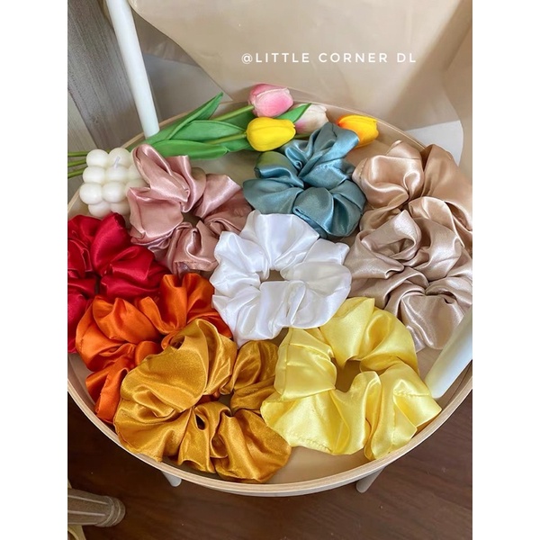 Scrunchies Cột Tóc Vải Lụa Phi Bóng Phụ Kiện Tóc xinh