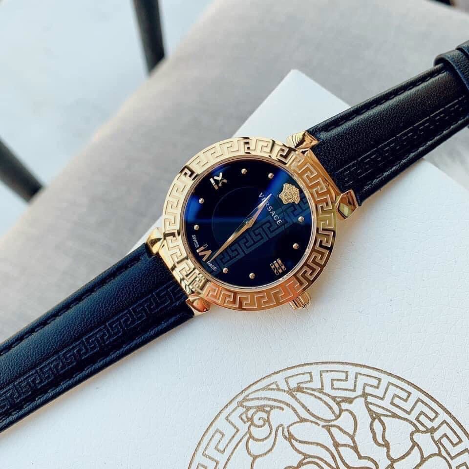 Đồng hồ Nữ Versace Daphnis 34mm máy swissquartz, khung thép không gỉ, họa tiết medusa nổi, dây da cá sấu