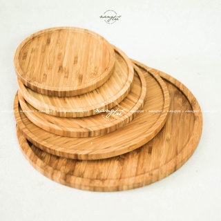 Khay gỗ tre tự nhiên hình tròn - Khay tre đựng thức ăn
