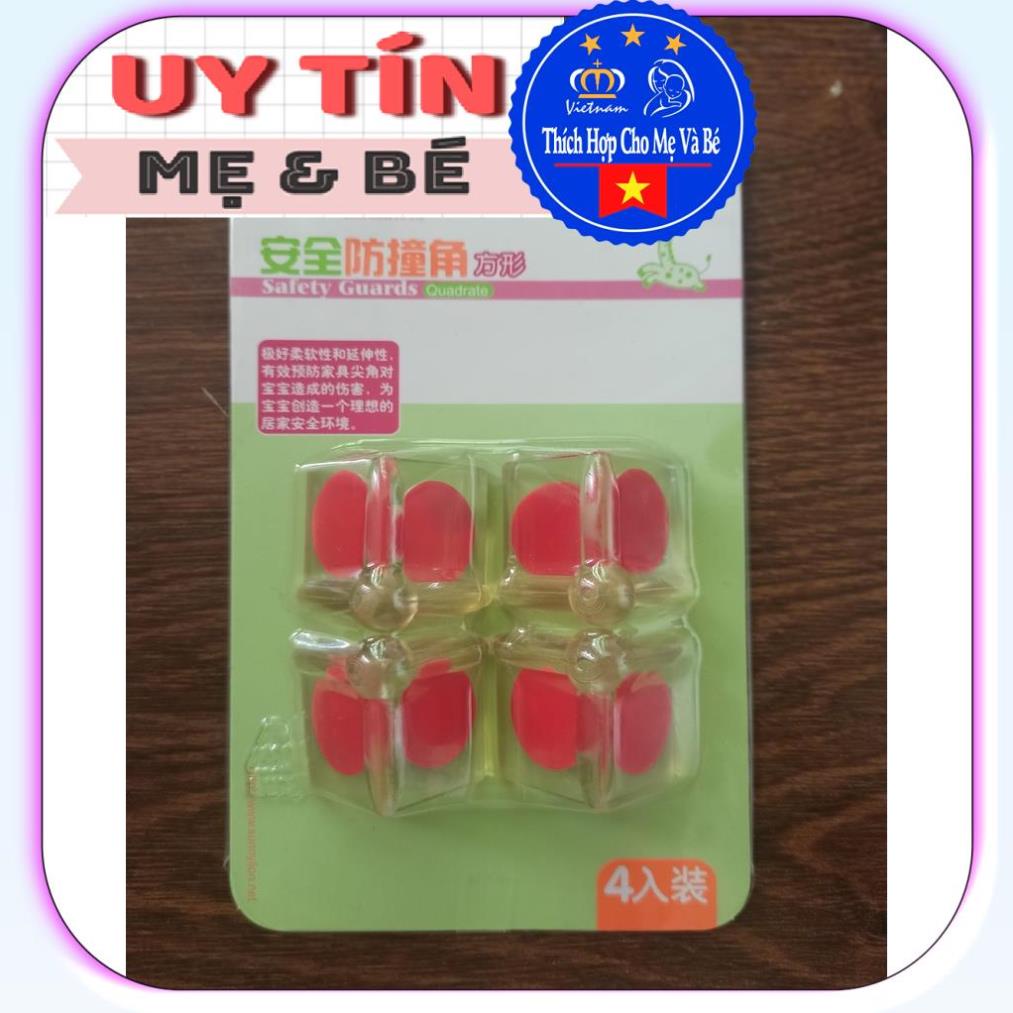 Bịt góc bàn kèm keo dán, bọc góc bàn kính, góc tủ vuông bằng silicon an toàn cho bé [MẸ và BÉ BABYKING]