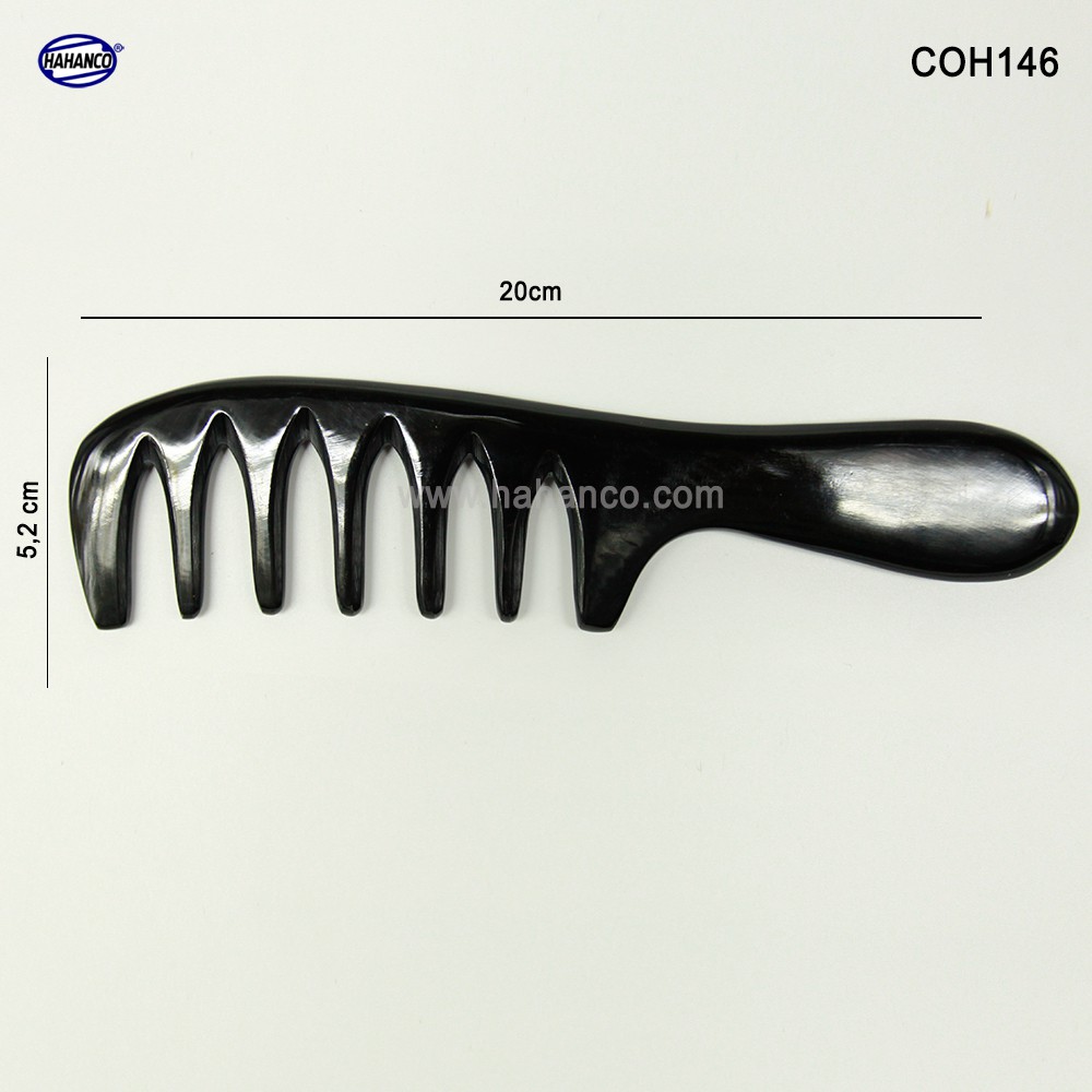 Lược Sừng massage đầu giúp lưu thông máu - COH146 (Size: XL - 20cm) - Răng thưa -Horn Comb of HAHANCO -Chăm sóc sức khỏe