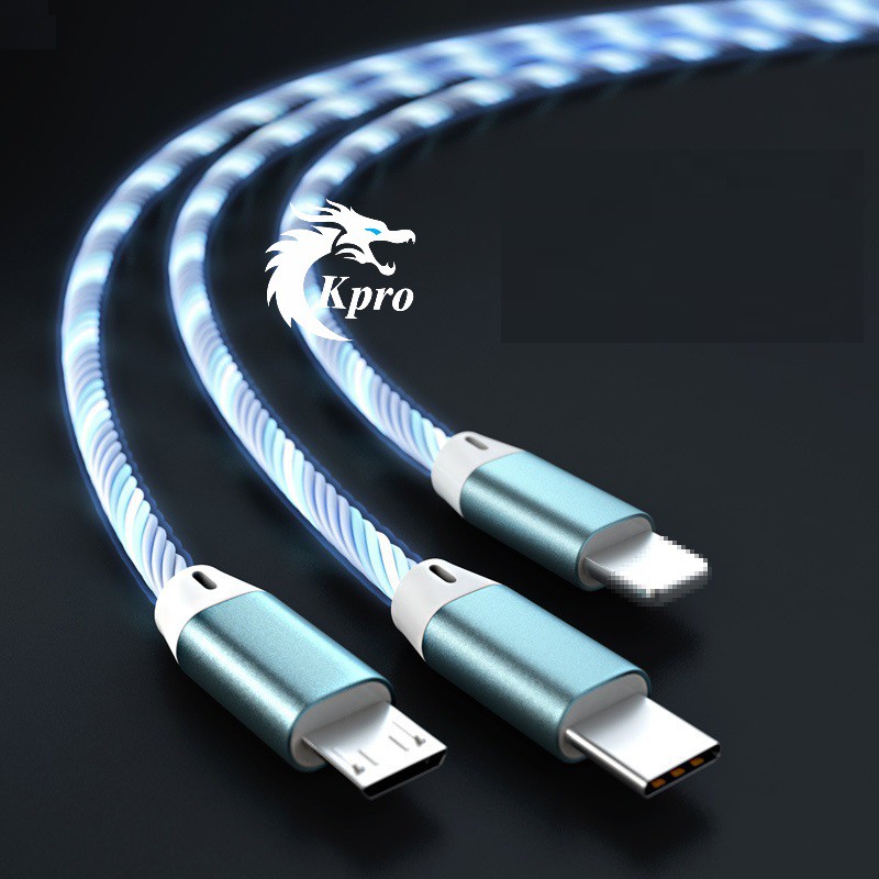 Dây sạc, cáp sạc đèn led chuyển động 3 đầu sạc - Hàng Kpro chất lượng cao