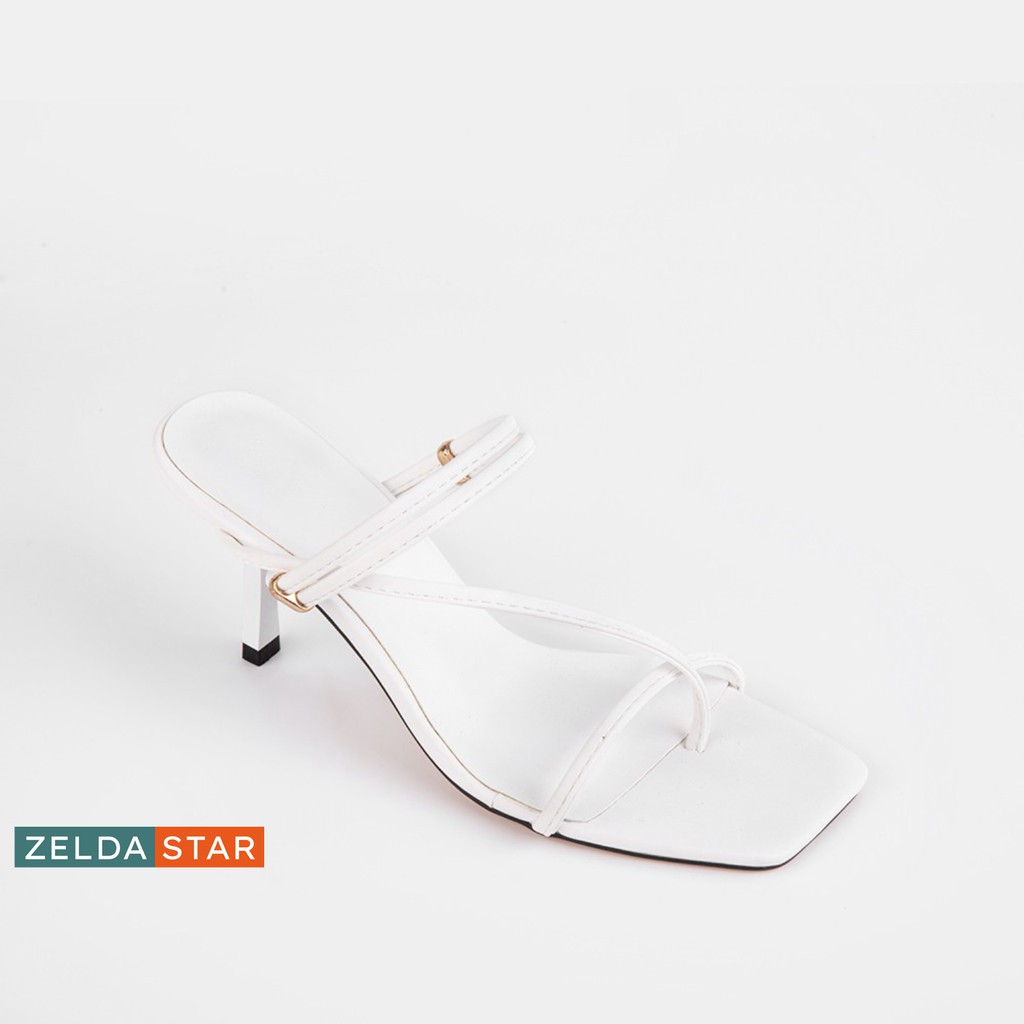 Giày Sandal Zelda Star mũi vuông gót 7cm phối dây chéo - SN011820
