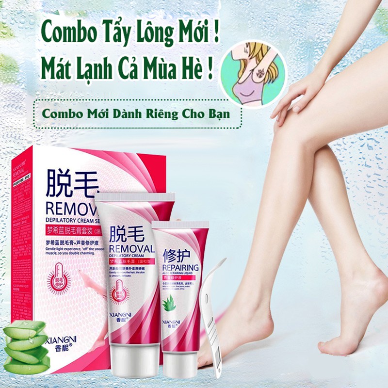 Kem Tẩy Lông Triệt Lông Wax Lông Tái Tạo Da + Kem sửa chữa - Tẩy lông không đau Làm dịu da dịu nhẹ Điều trị triệt lông toàn thân hiệu quả