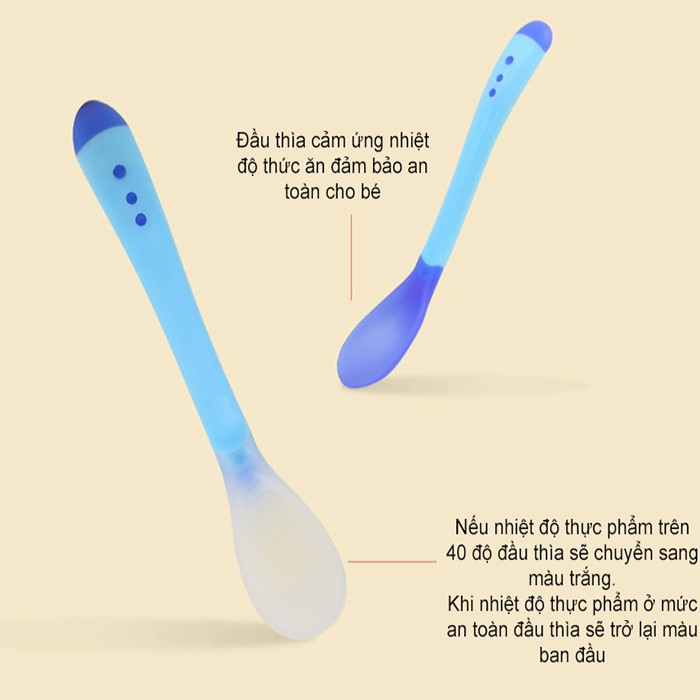 Bát ăn dặm cho bé chống đổ thìa cảm biến nhiệt độ kiểu dáng dễ thương tiện lợi an toàn, bộ bát ăn chống rơi cho trẻ