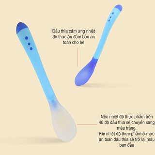 Thìa ăn dặm báo nóng chất liệu silicon an toàn cho bé