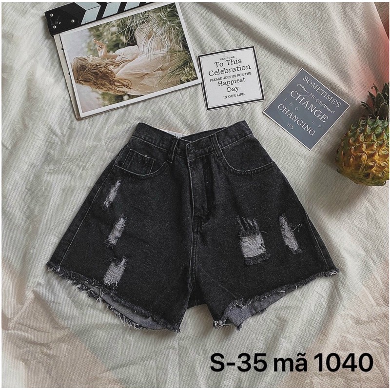 Quần short jean nữ ✈️FREESHIP✈️ quần short jean nữ size đại kiểu rách nhẹ màu đen MS1040 thời trang bigsize 2KJean