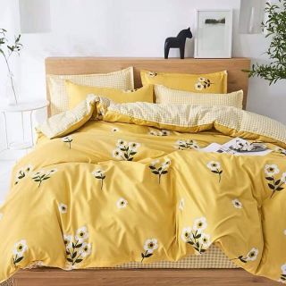 Bộ chăn ga gối poly cotton bó hoa vàng