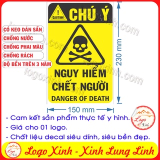 LOGO TEM STICKER BIỂN CẢNH BÁO NGUY HIỂM CHẾT NGƯỜI - DANGER OF DEATH - BIỂN CẢNH BÁO AN TOÀN LAO ĐỘNG