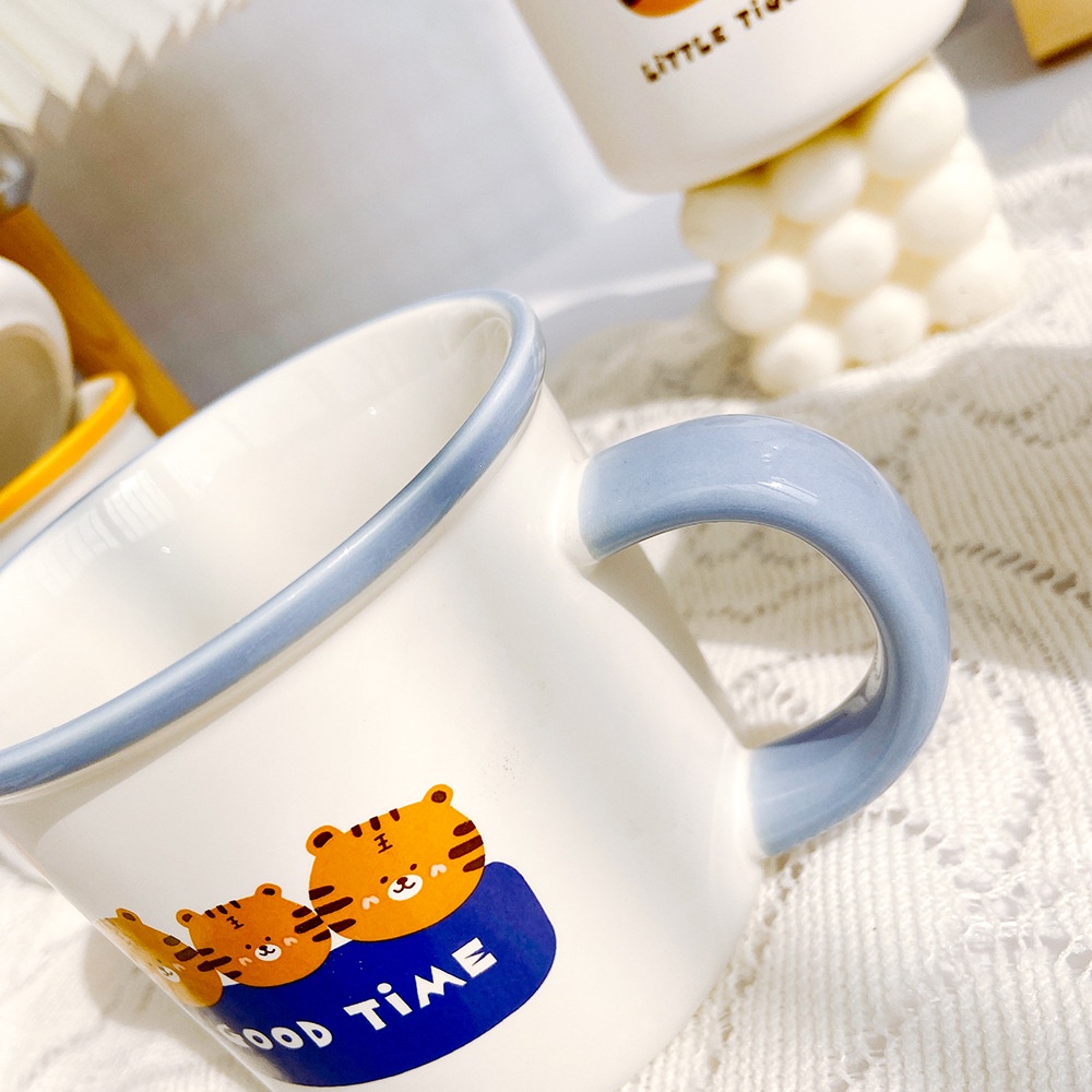 Cốc Sứ Uống Cà Phê Màu Nhám Họa Tiết Hổ Thời Trang Cá Tính