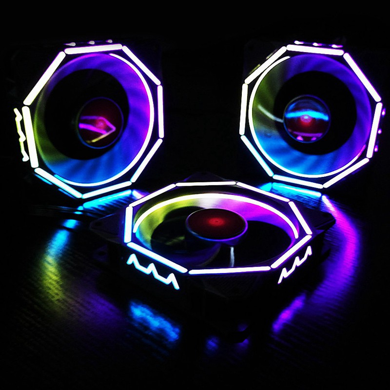 COOLMOON RGB Chassis Fan 12cm Shenguang Sync Mute+Music Controller Desktop Computer Cooling Fan CPU Fan (3 Pcs)